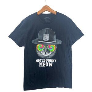 Super Troopers Adult TShirt Sz L Black Not So Funny Meow Cat Novelty Movie Comfy